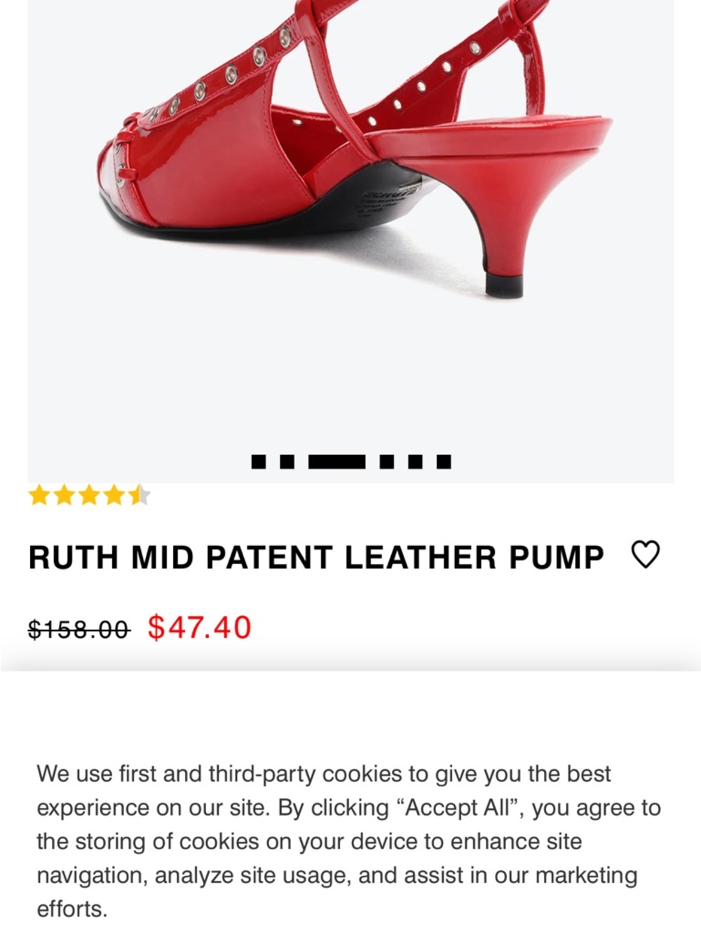 SCHUTZ Red Patent Slingback Pointed-Toe Kitten Heel with Eyelet Lace Detail - Picture 5 of 6